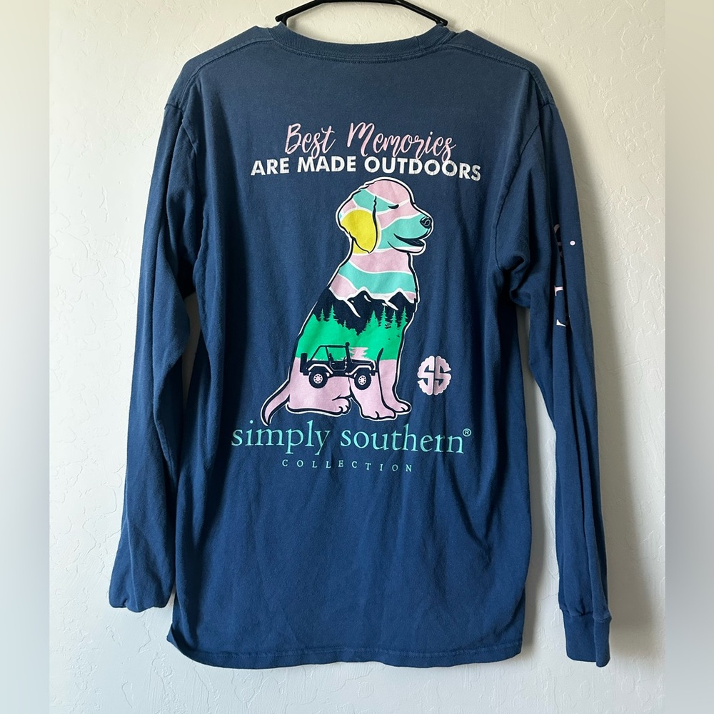 Simply Southern Navy Long Sleeve Tee with Outdoor Design